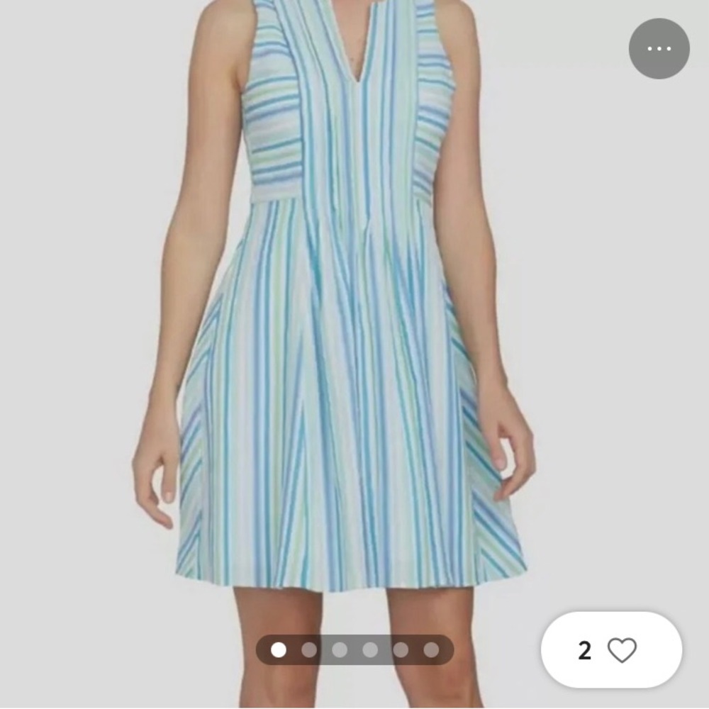 CeCe cotton sleeveless pin tuck dress